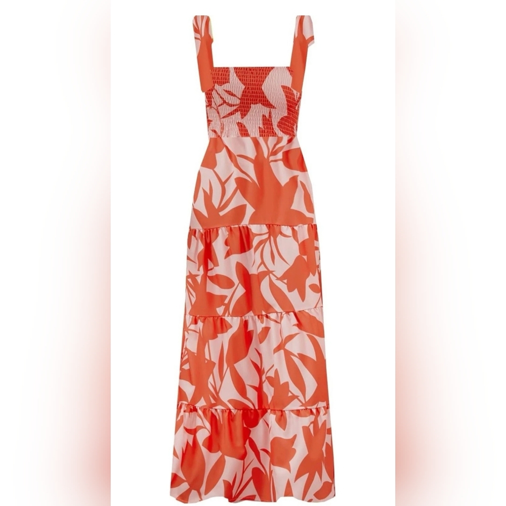 Floral Maxi Dress in Red and White